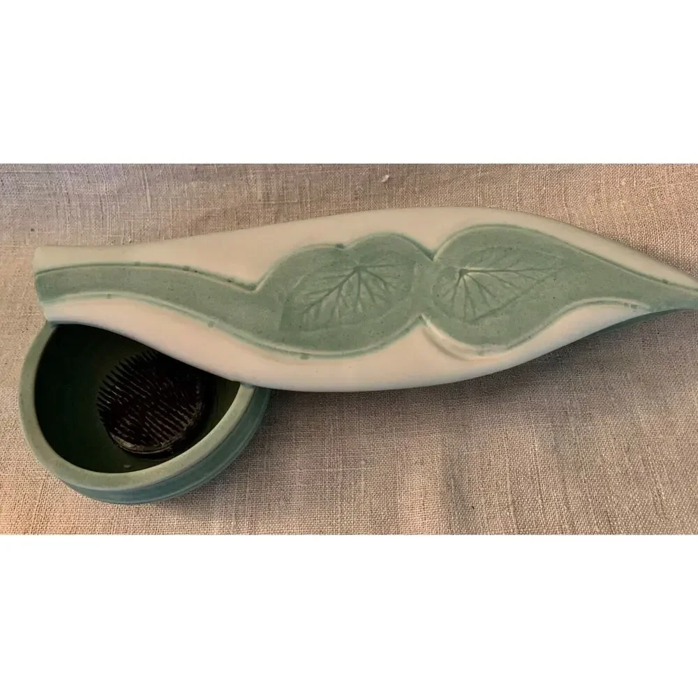 LARGE Studio Pottery Flower Frog Vase MCM Art Carved Signed Peter Johnson PEI